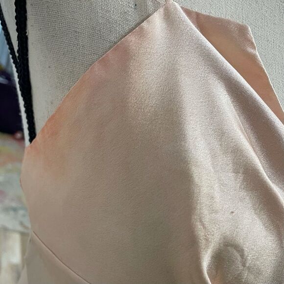 VINTAGE Peach Silk Lace Mini Slip Dress - Picture 9 of 10